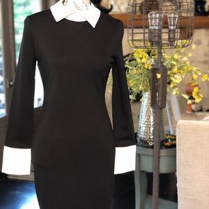 Venus black/white fitted Tuxedo dress